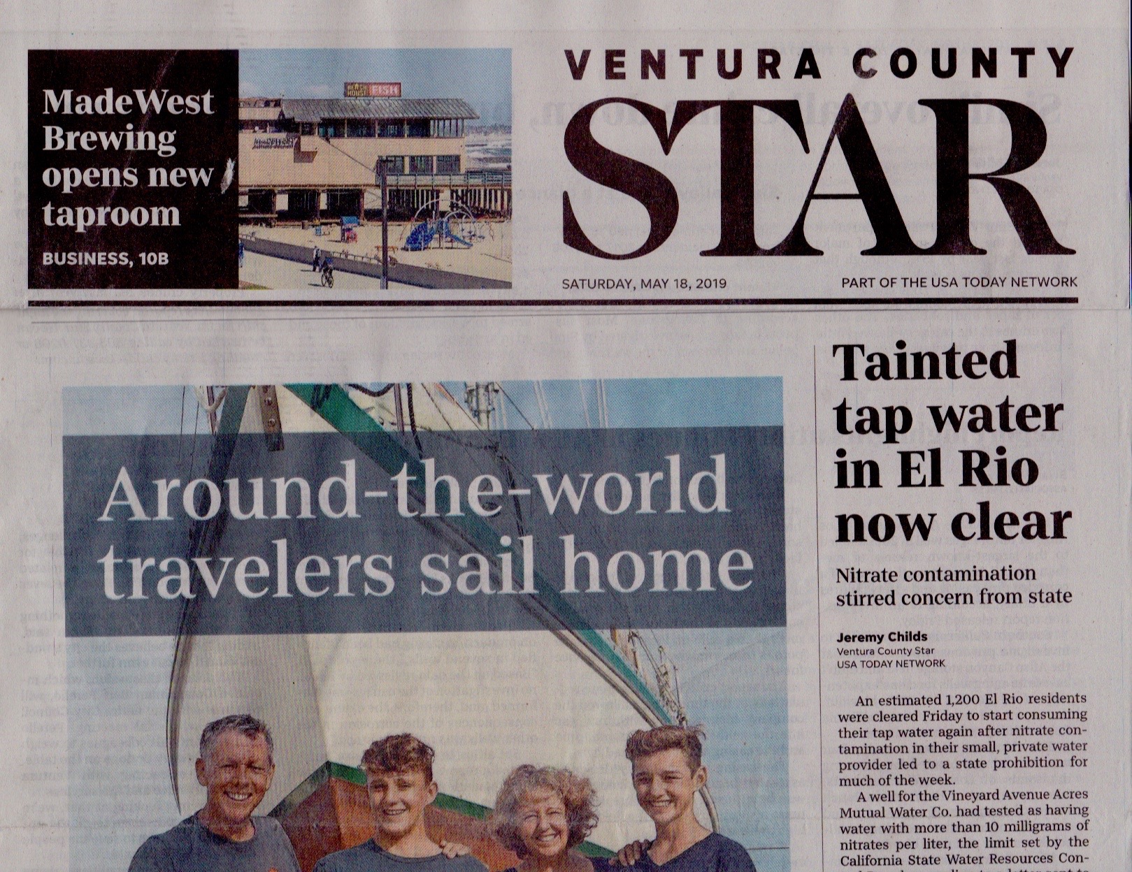 2019-5-18_Ventura Cty Star_Around the World Kandu Article pg1 | The  Rigneys' Great Adventure